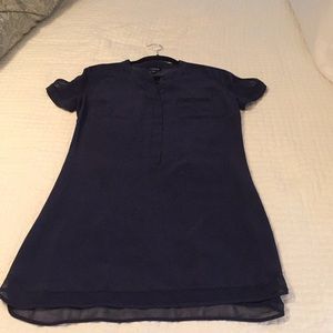 Bebe silk shirt dress, navy blue